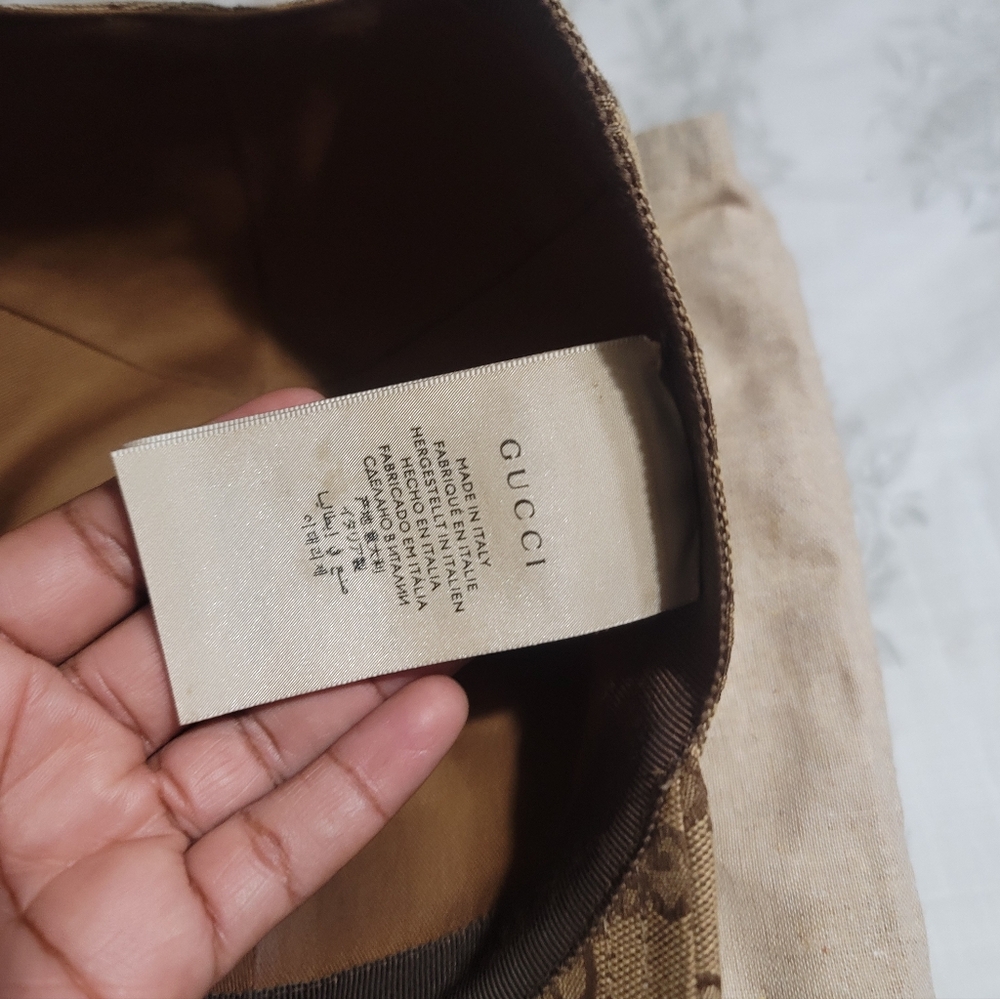 Gucci Brown/Beige GG Canvas Logo Baseball Cap (100% Authentic) - Picture 6 of 8